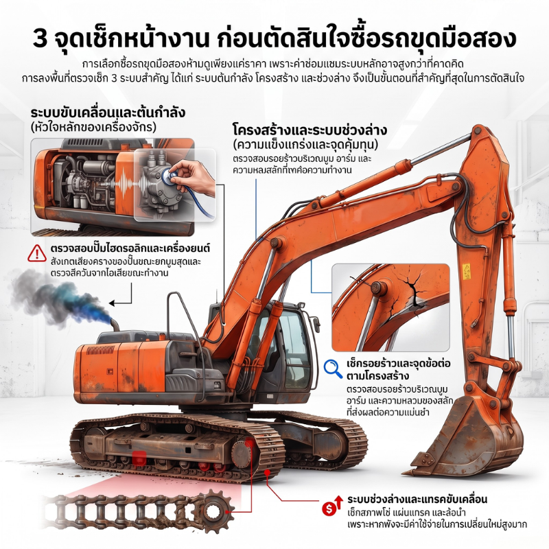 3 จุดตรวจเช็กสภาพหน้างานก่อนตัดสินใจซื้อรถขุดมือสอง